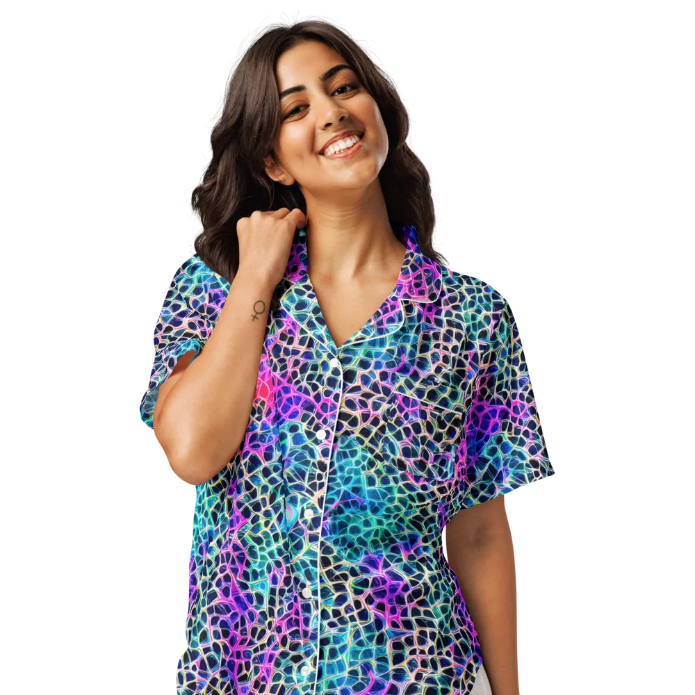 Prismatic Veins on Women's Short Sleeve Pajama Top — Front