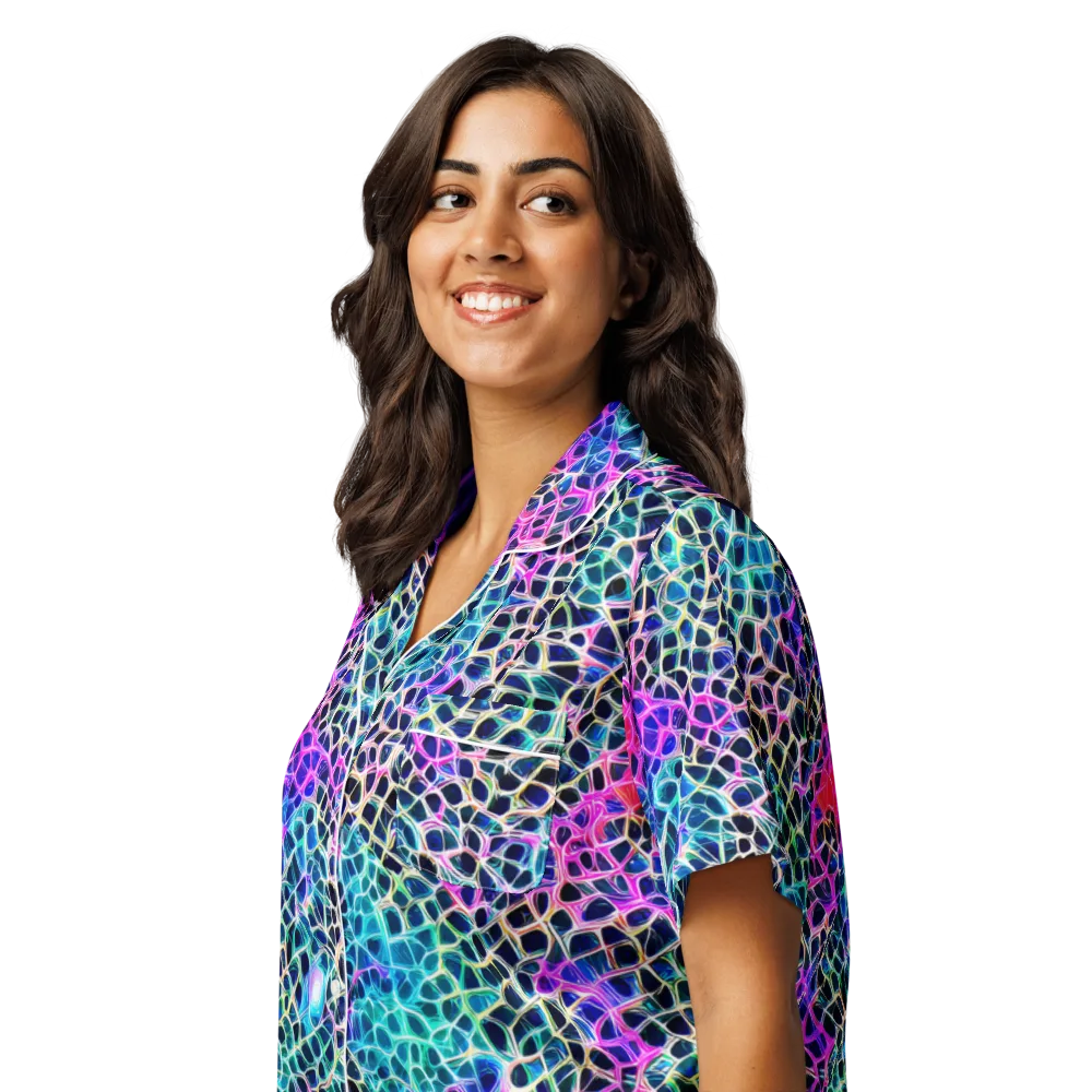 Prismatic Veins on Women's Short Sleeve Pajama Top — Left Front