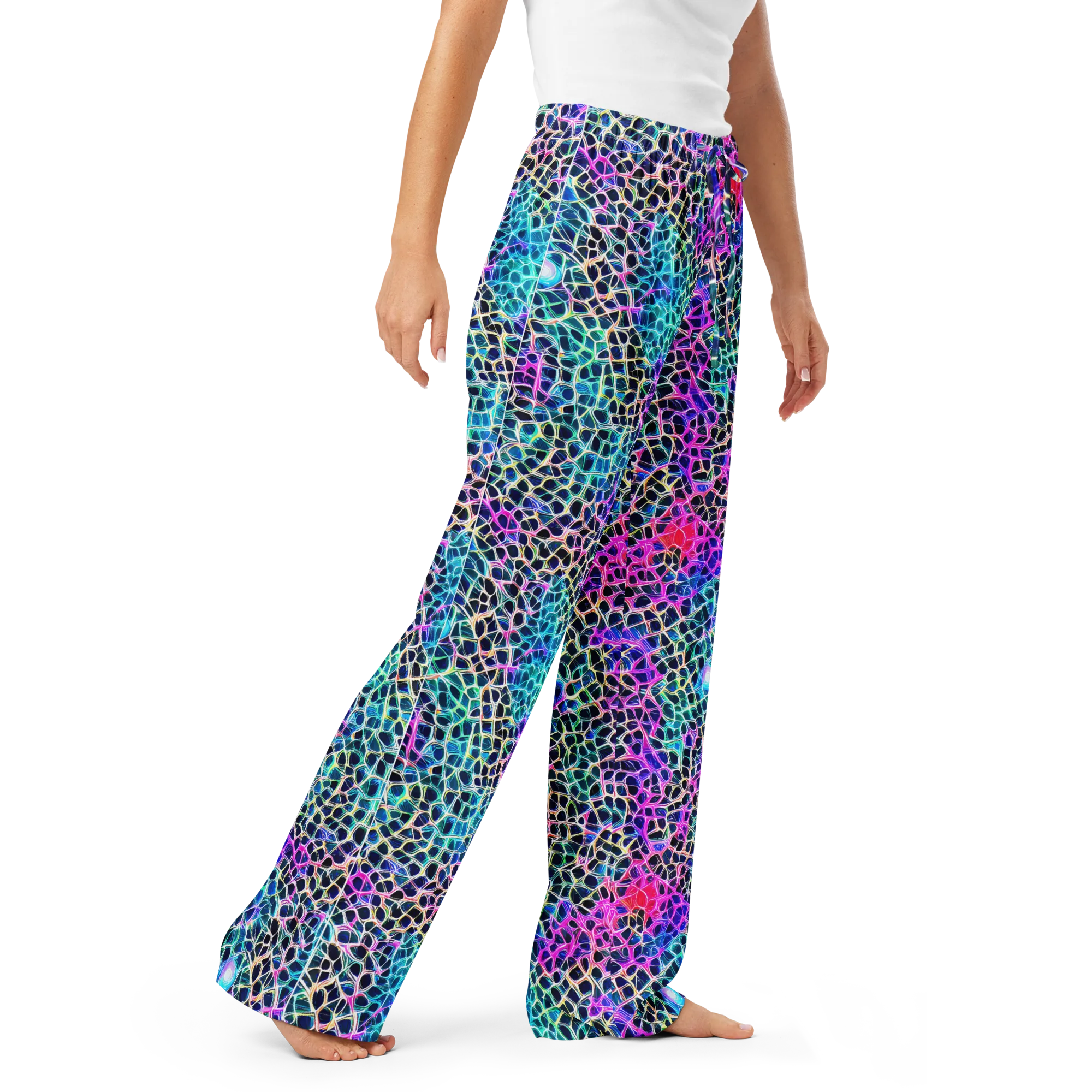 Prismatic Veins on Women's Pajama Pants — Right Front