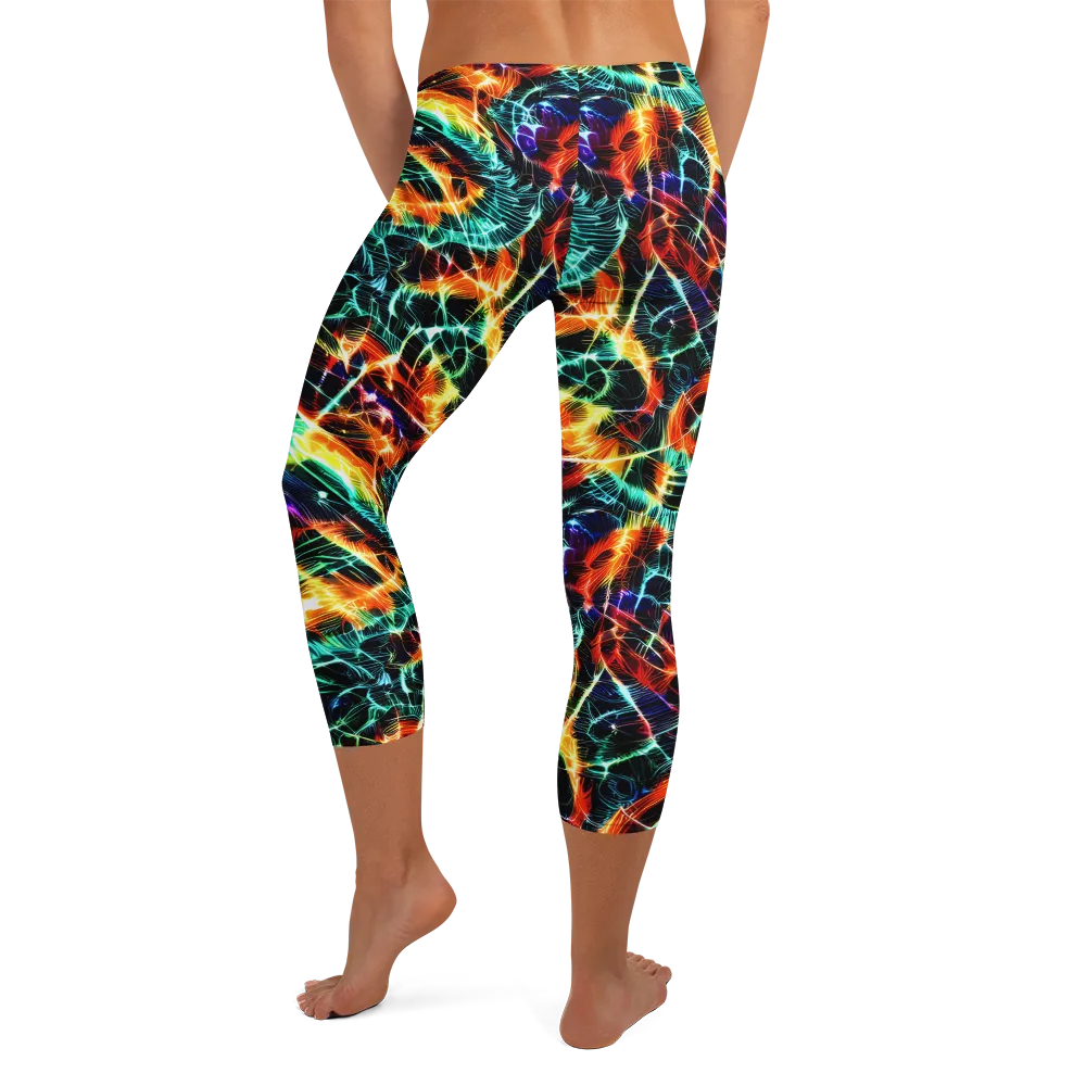 Afterdark Feathers on Capri Leggings — Back