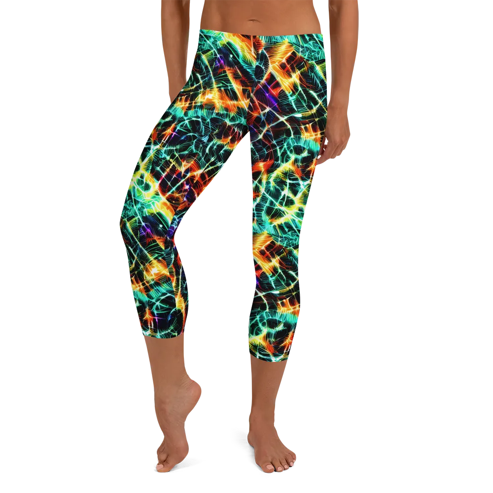 Afterdark Feathers on Capri Leggings — Front