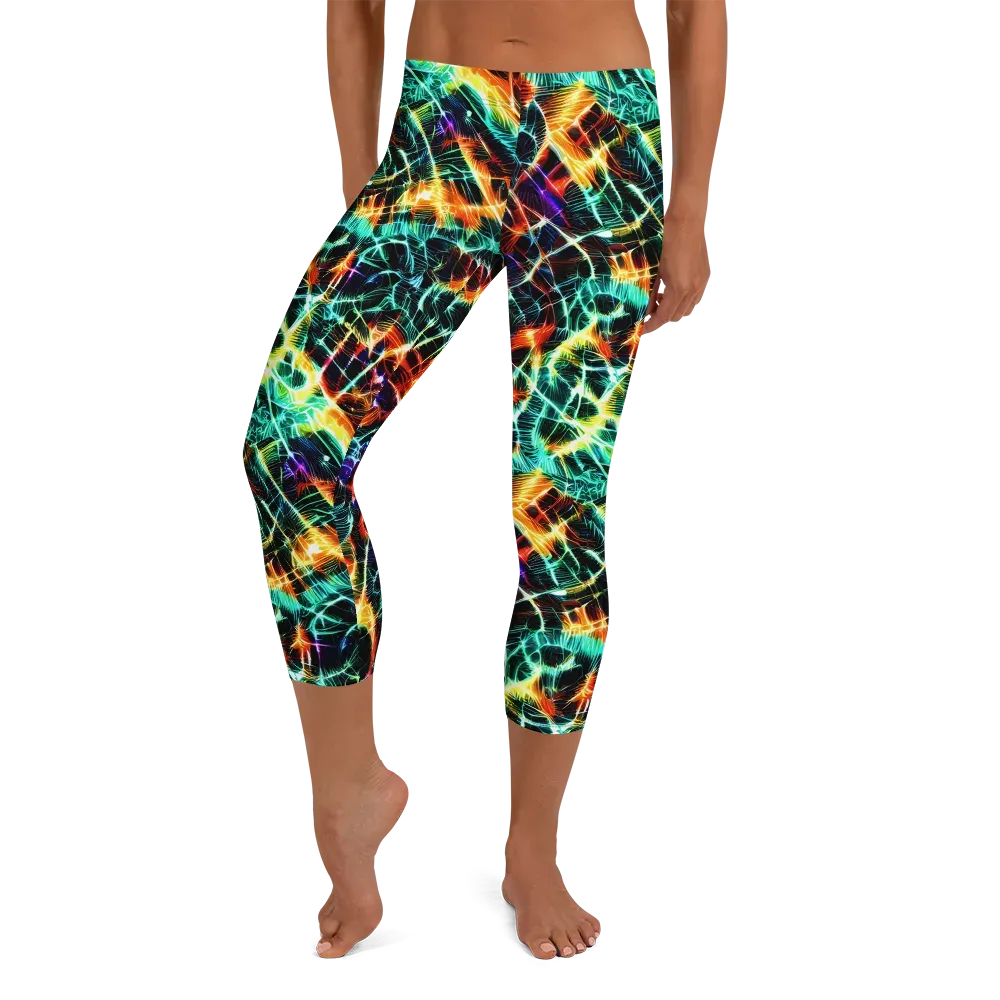 Afterdark Feathers on Capri Leggings — Front
