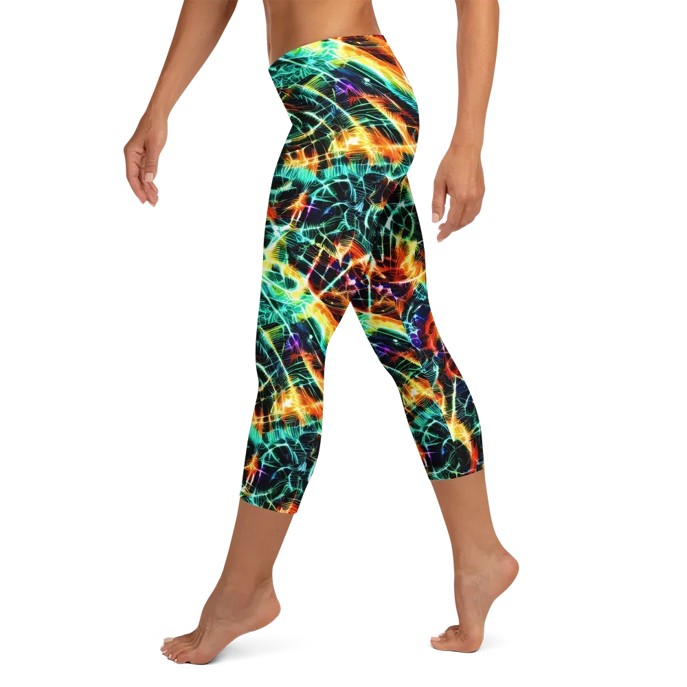 Afterdark Feathers on Capri Leggings — Left