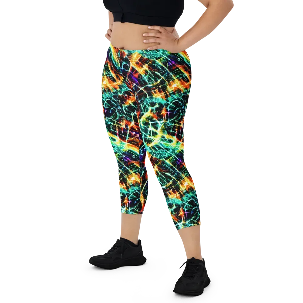 Afterdark Feathers on Capri Leggings — Front