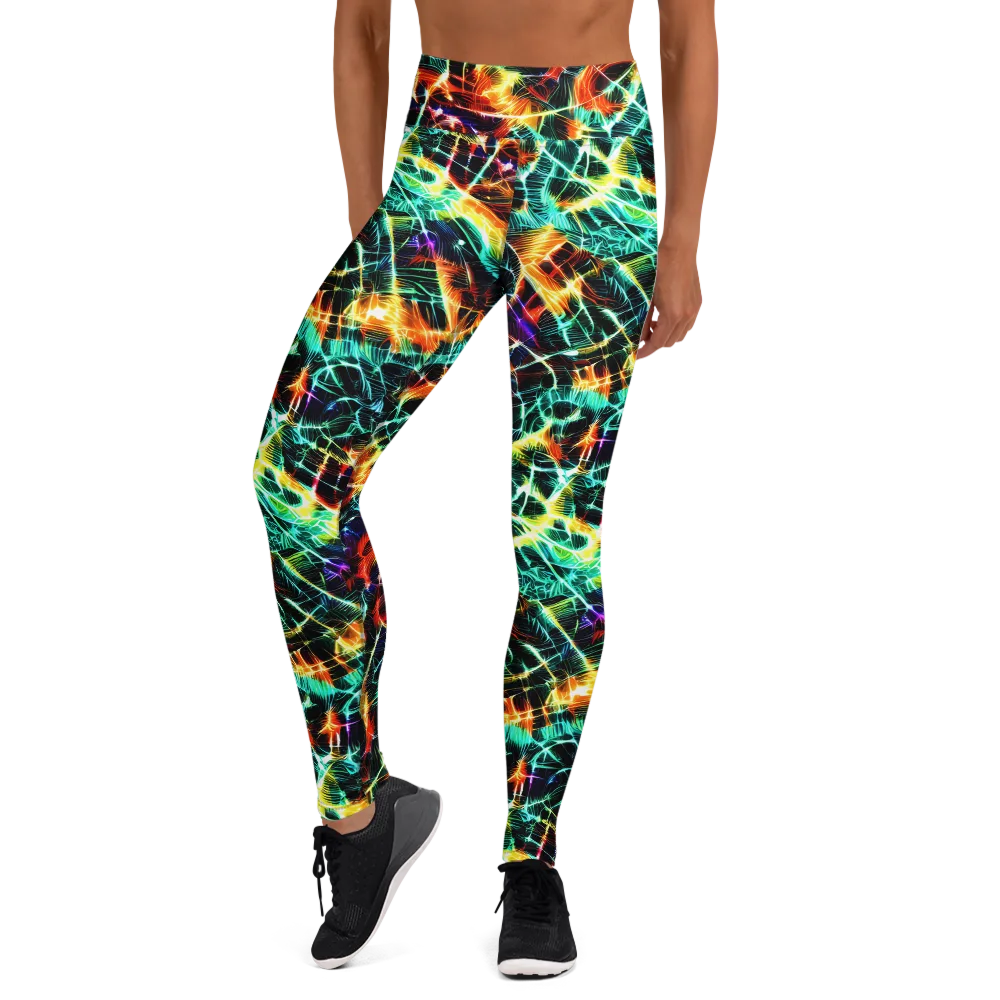 Afterdark Feathers on Yoga Leggings — Front