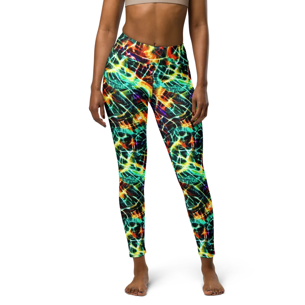 Afterdark Feathers on Yoga Leggings — Front