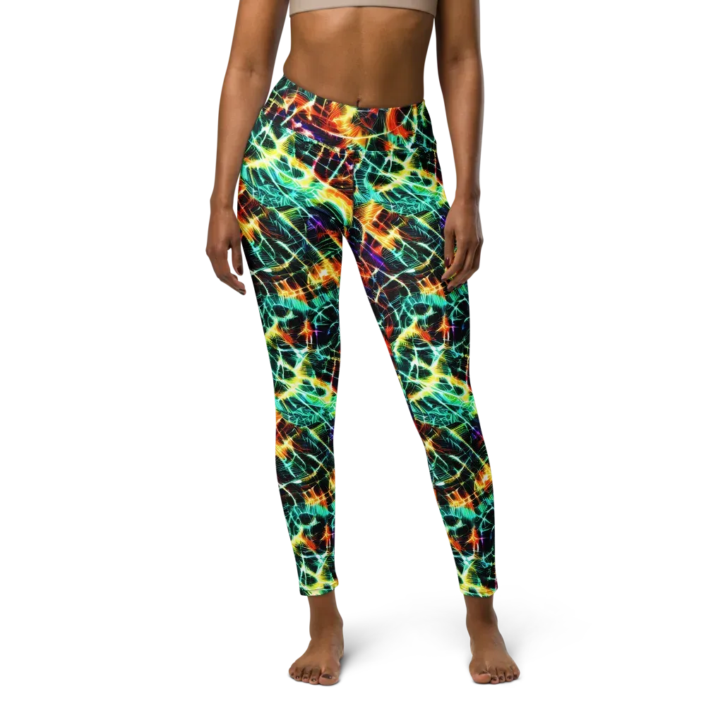 Afterdark Feathers on Yoga Leggings — Front