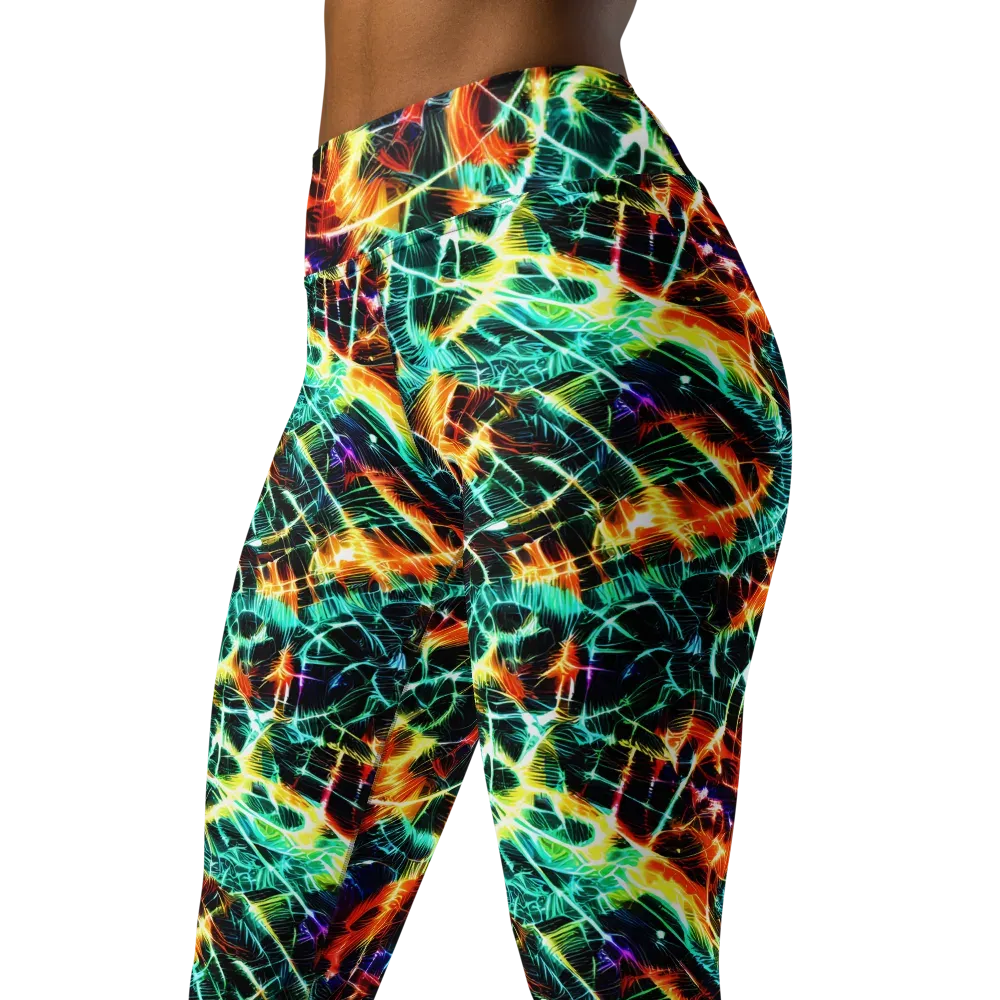Afterdark Feathers on Yoga Leggings — Left Front