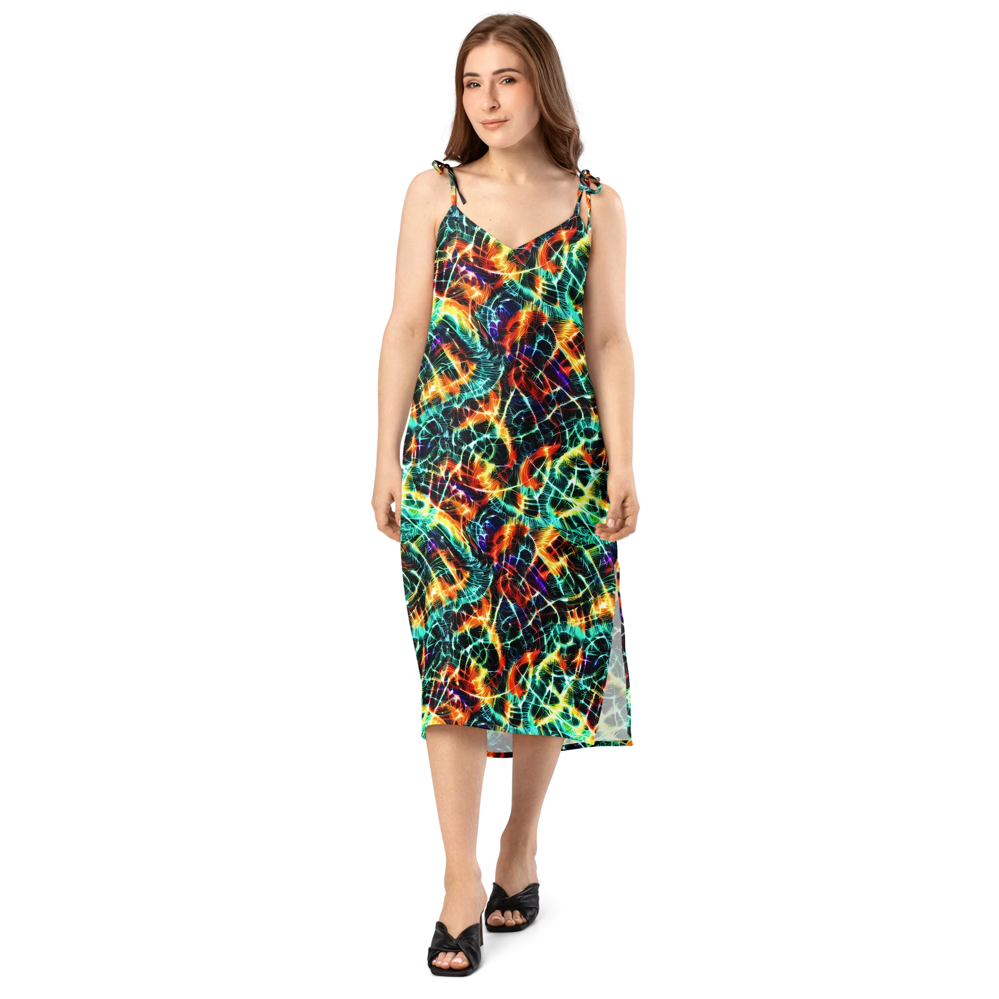 Afterdark Feathers on Slip Dress — Front
