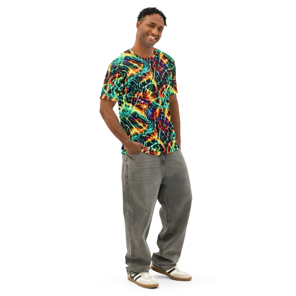 Afterdark Feathers on Men's Cotton Crew Neck T-Shirt — Right Front