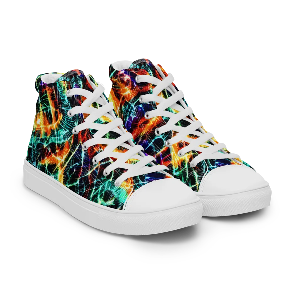Afterdark Feathers on Men's High Top Canvas Shoes — Right Front
