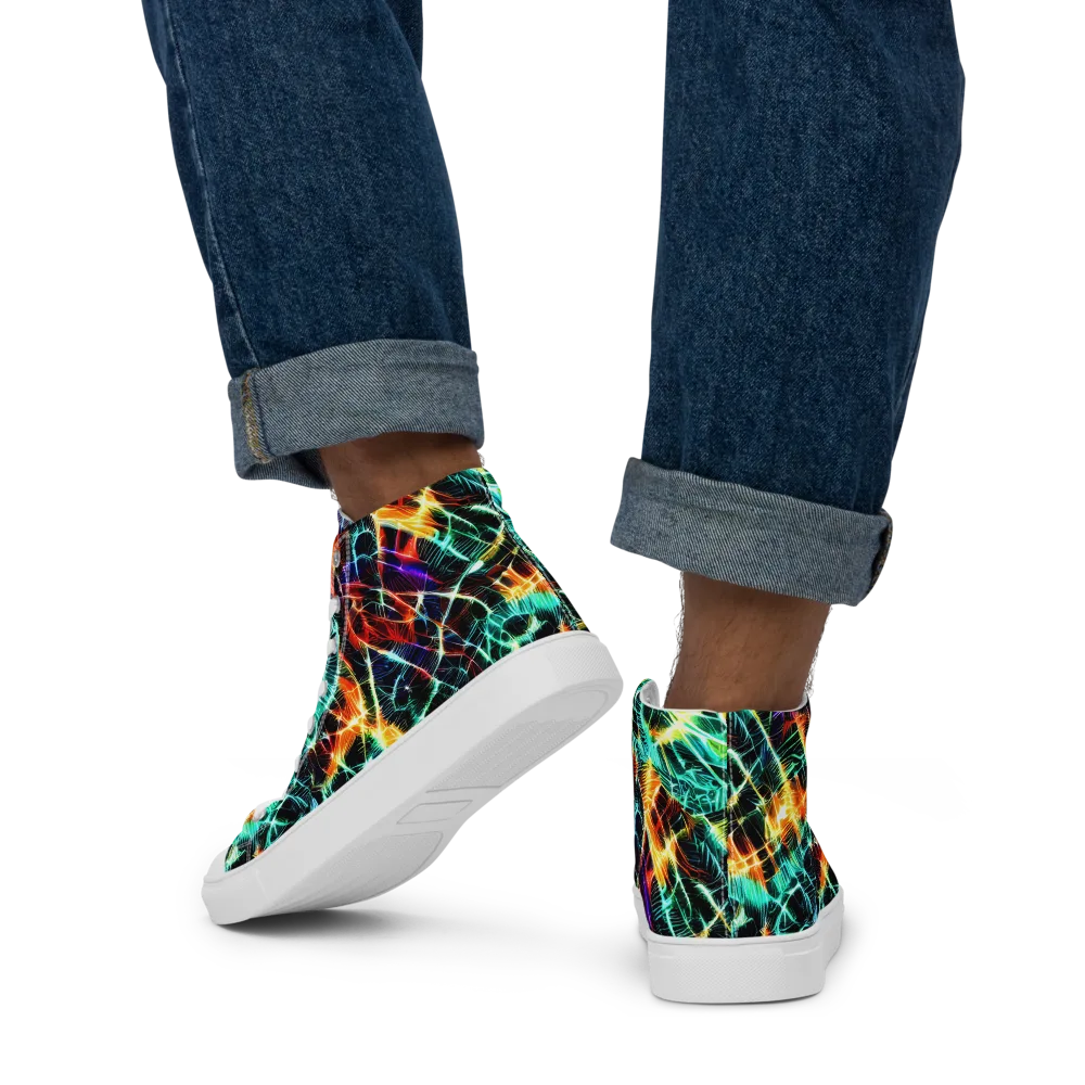 Afterdark Feathers on Men's High Top Canvas Shoes — Back