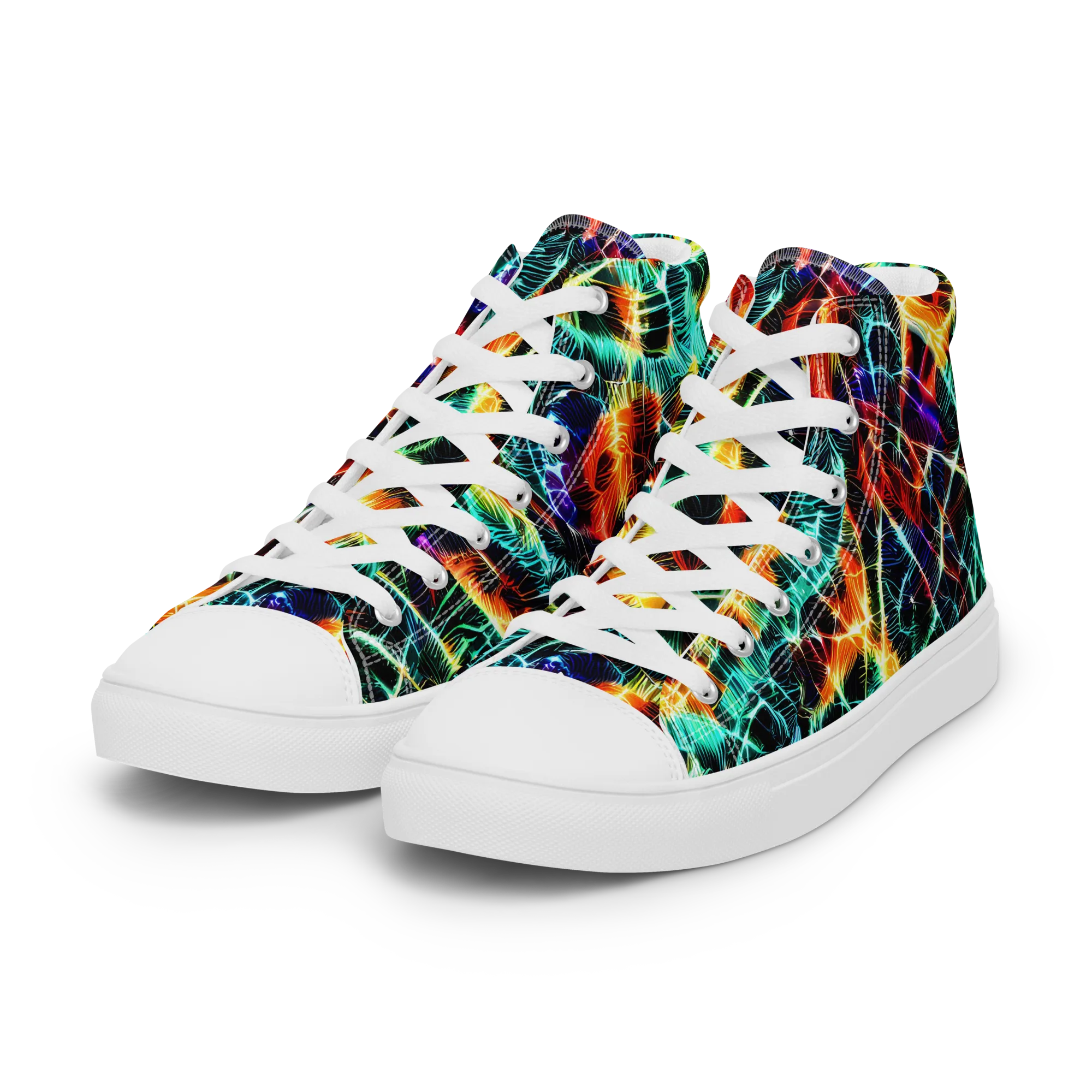 Afterdark Feathers on Women's High Top Canvas Shoes — Left Front