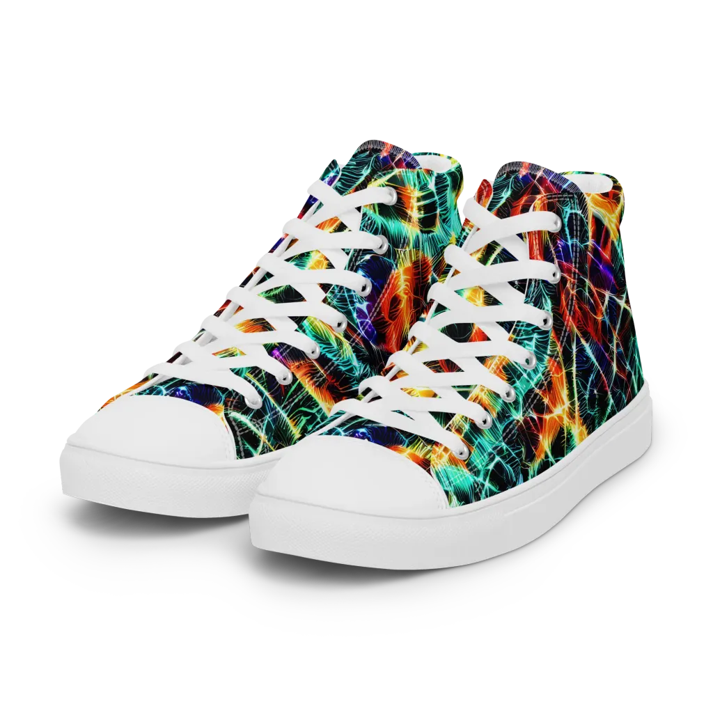 Afterdark Feathers on Women's High Top Canvas Shoes — Left Front