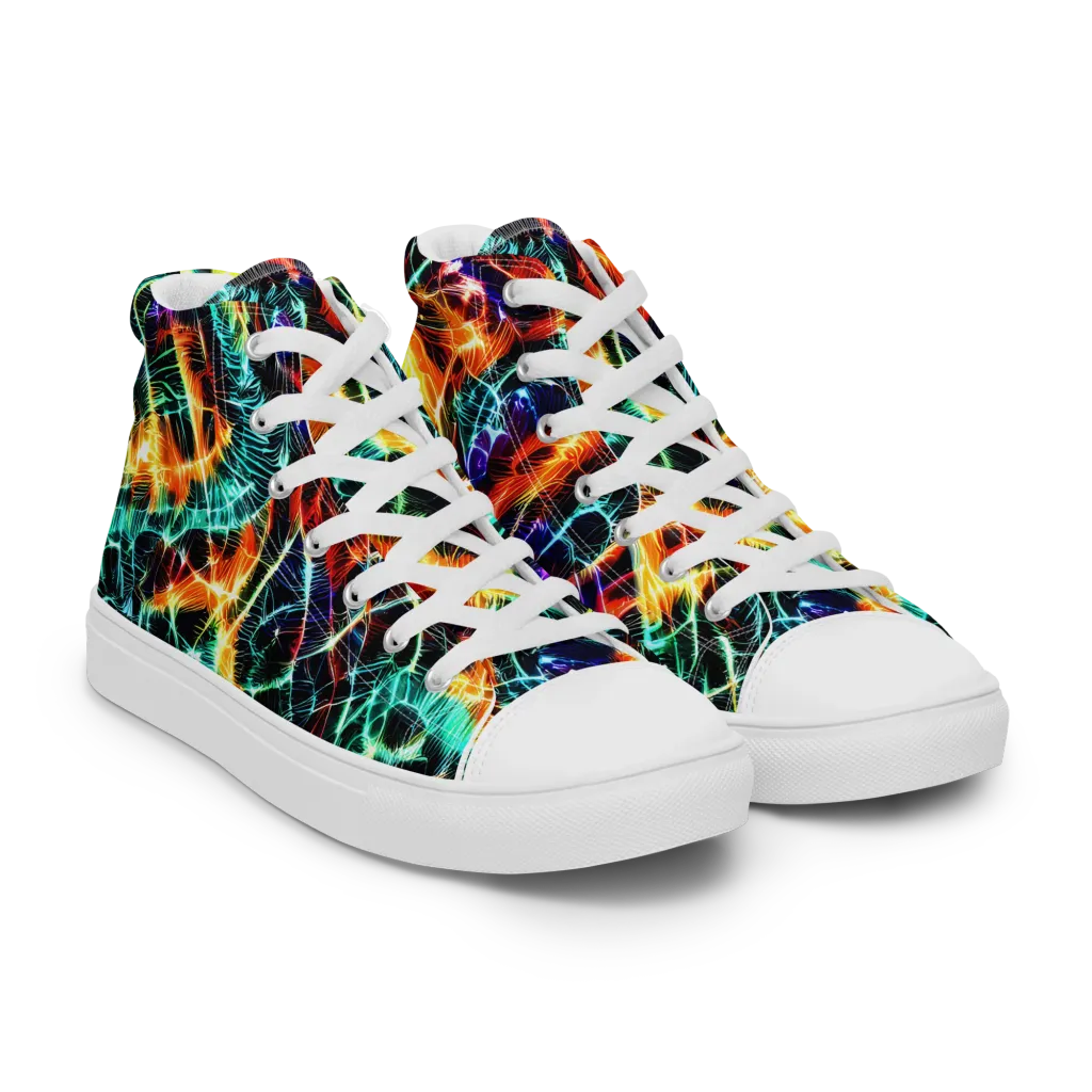 Afterdark Feathers on Women's High Top Canvas Shoes — Right Front