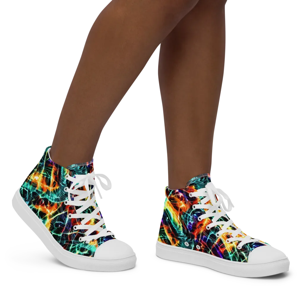 Afterdark Feathers on Women's High Top Canvas Shoes — Right