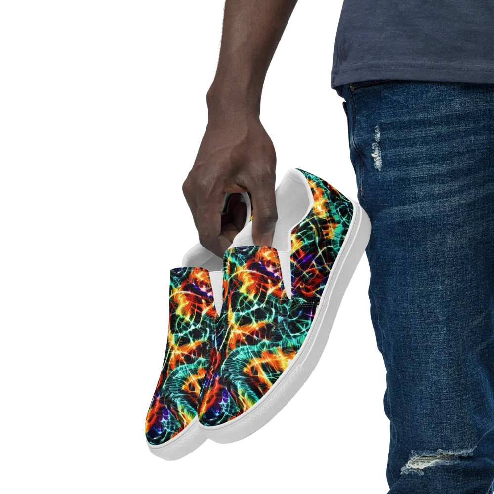 Afterdark Feathers on Men's Slip-On Canvas Shoes — Left Front