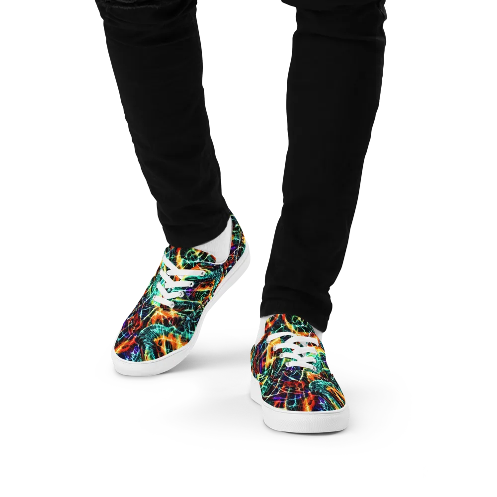Afterdark Feathers on Men's Lace-Up Canvas Shoes — Front