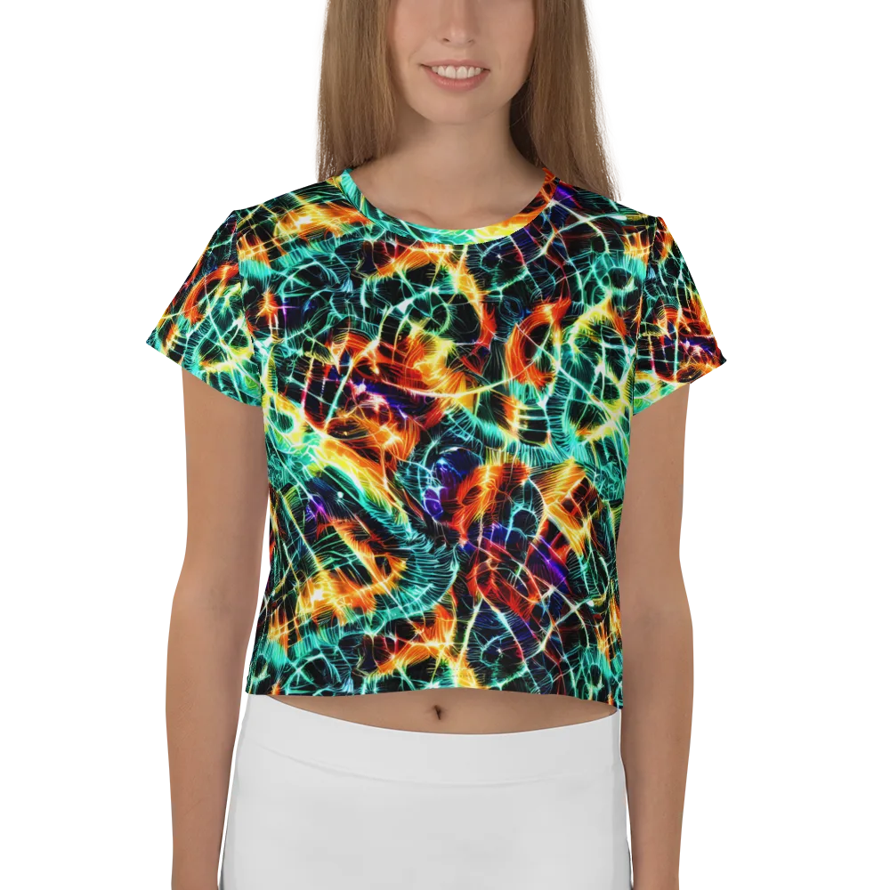 Afterdark Feathers on Crop Tee — Front
