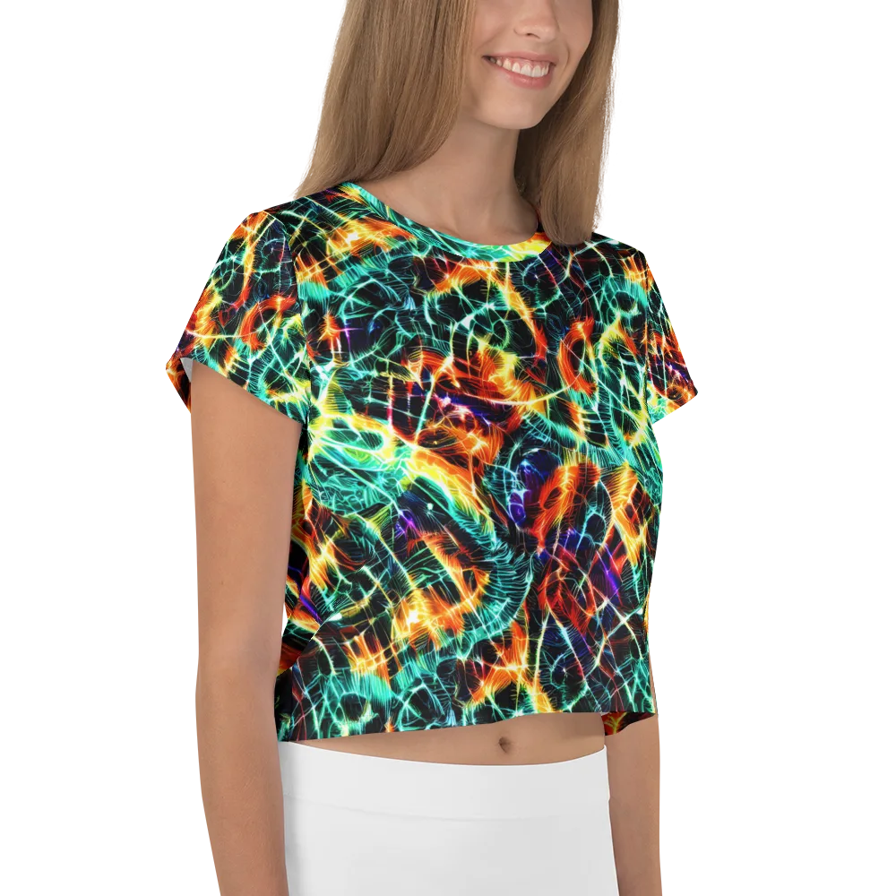 Afterdark Feathers on Crop Tee — Right