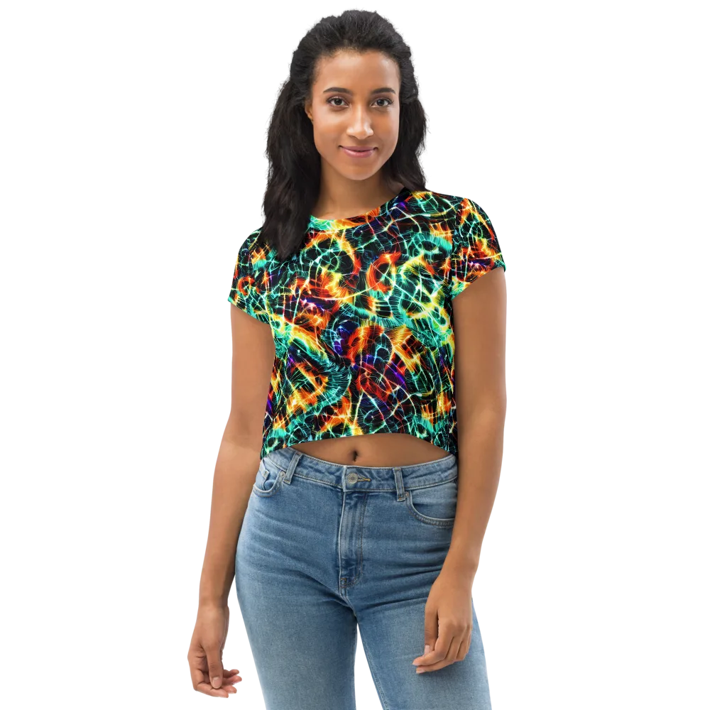 Afterdark Feathers on Crop Tee — Front