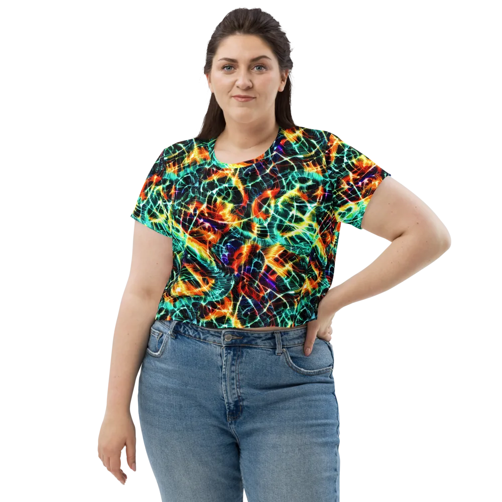 Afterdark Feathers on Crop Tee — Front