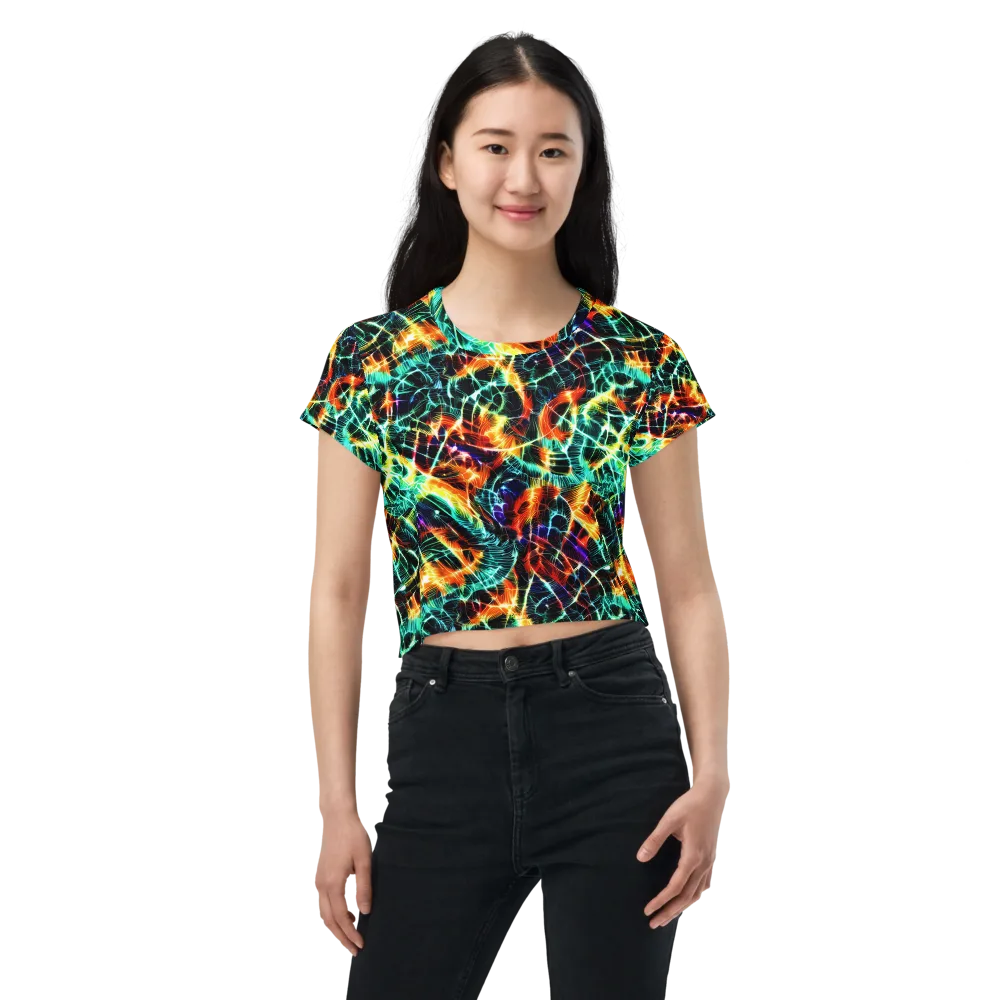 Afterdark Feathers on Crop Tee — Front