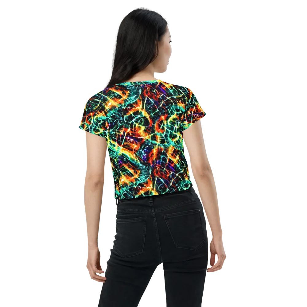 Afterdark Feathers on Crop Tee — Back