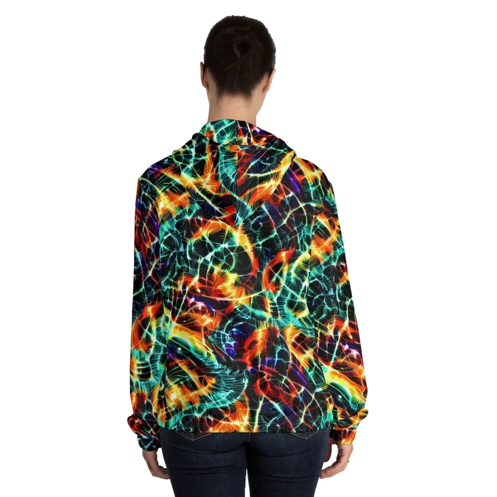 Afterdark Feathers on Women's Full-Zip Hoodie — Back On Person