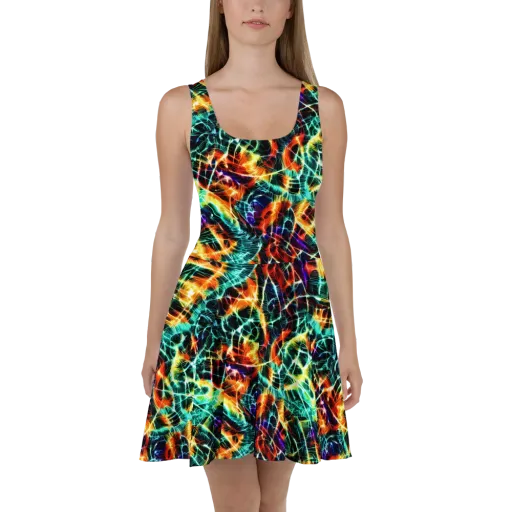 Afterdark Feathers on a Skater Dress