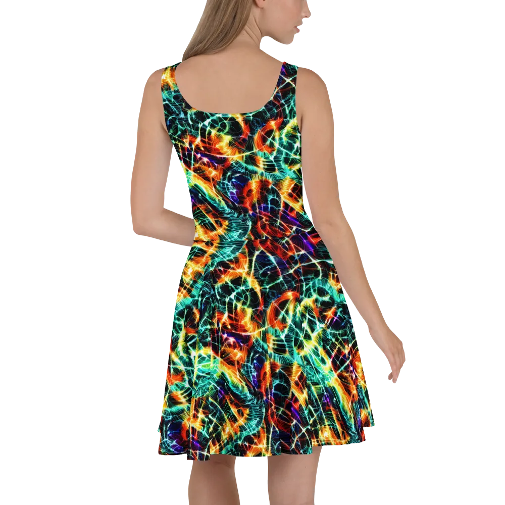 Afterdark Feathers on Skater Dress — Back