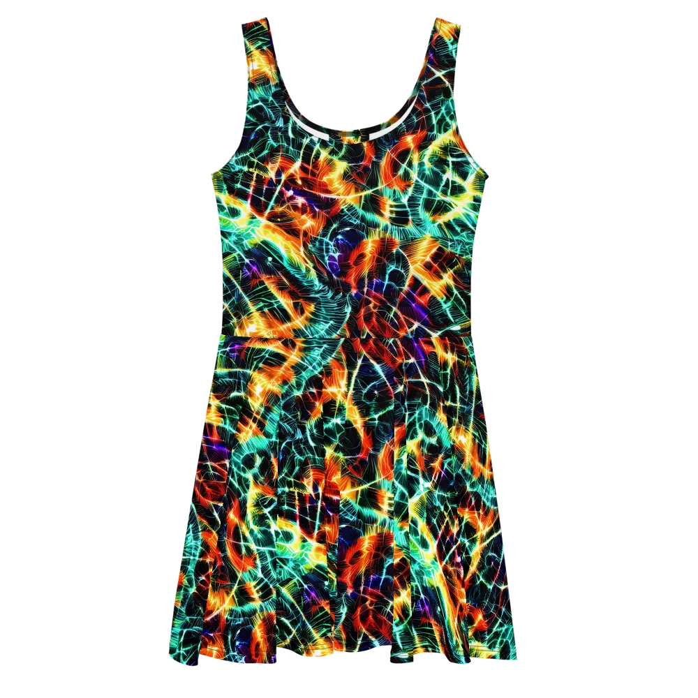 Afterdark Feathers on Skater Dress — Front