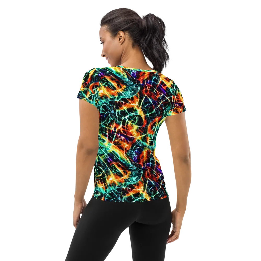 Afterdark Feathers on Women's Athletic T-Shirt — Back