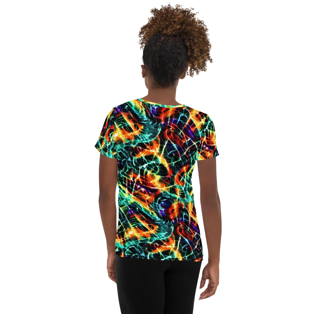 Afterdark Feathers on Women's Athletic T-Shirt — Back