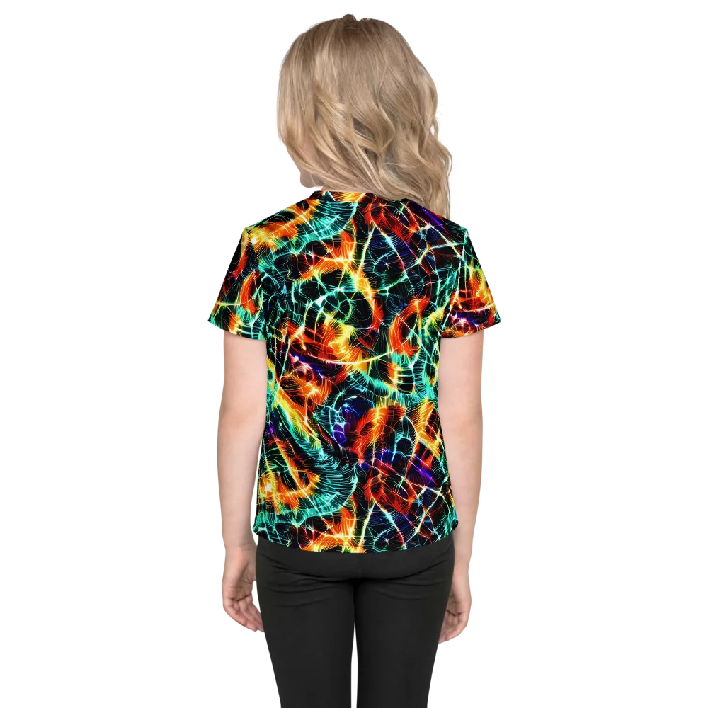 Afterdark Feathers on Kids Crew Neck T-Shirt — Back