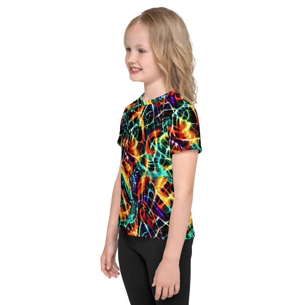 Afterdark Feathers on Kids Crew Neck T-Shirt — Left