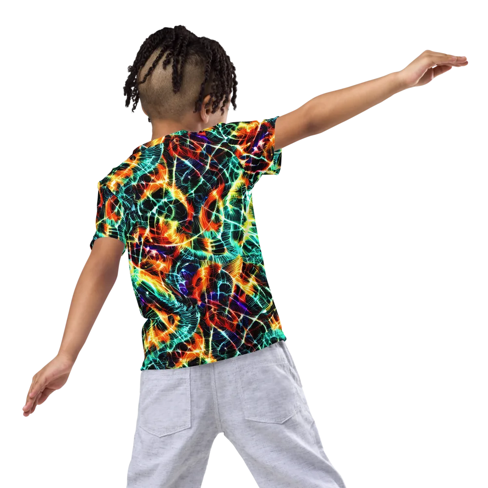 Afterdark Feathers on Kids Crew Neck T-Shirt — Back
