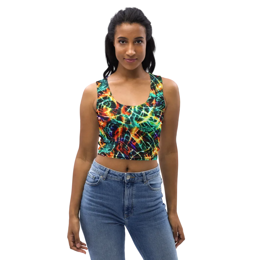 Afterdark Feathers on Crop Top — Front
