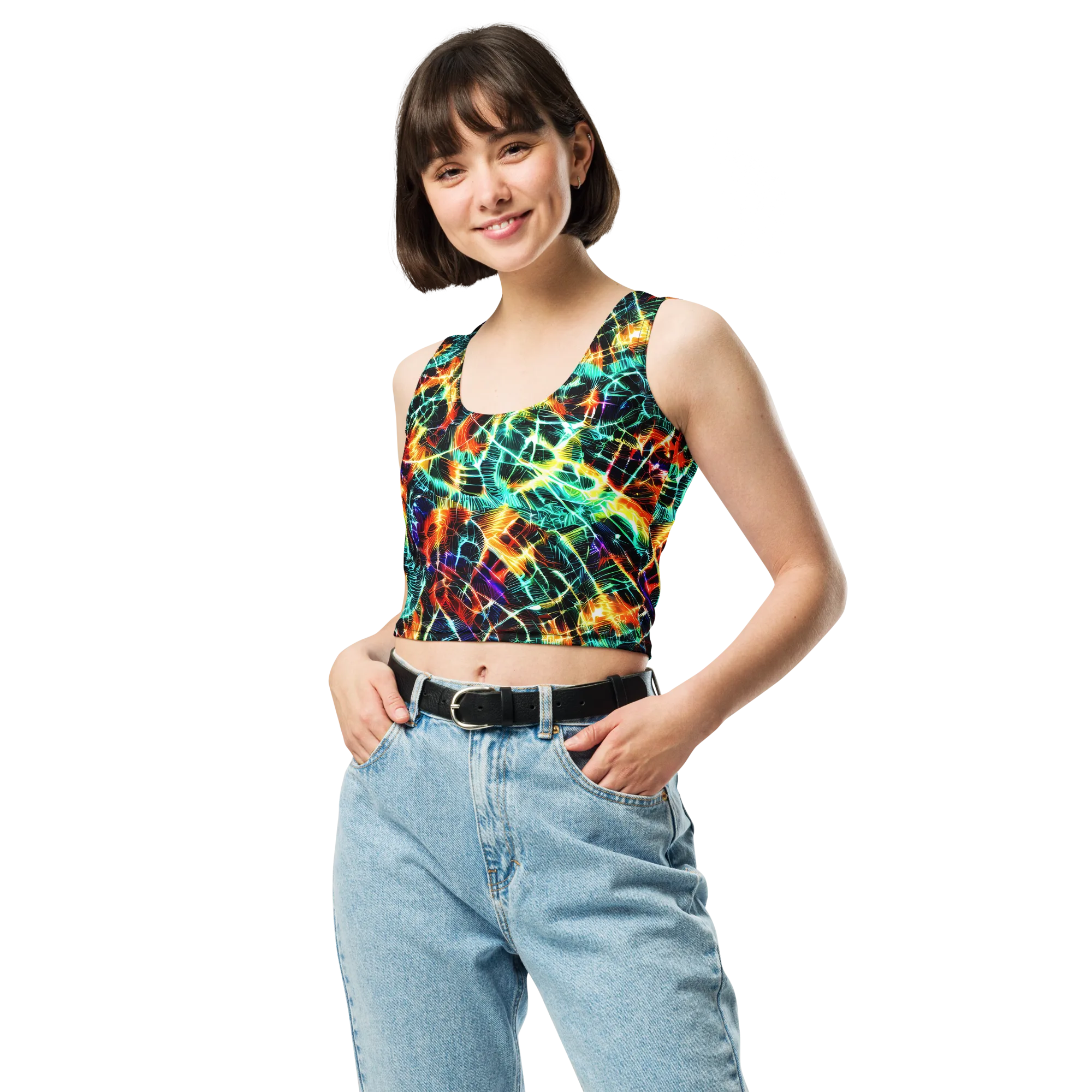 Afterdark Feathers on Crop Top — Front