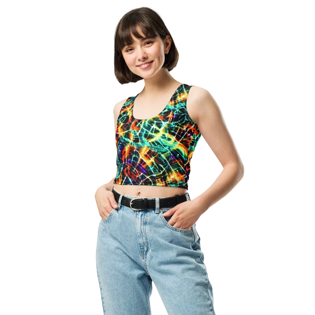 Afterdark Feathers on Crop Top — Front