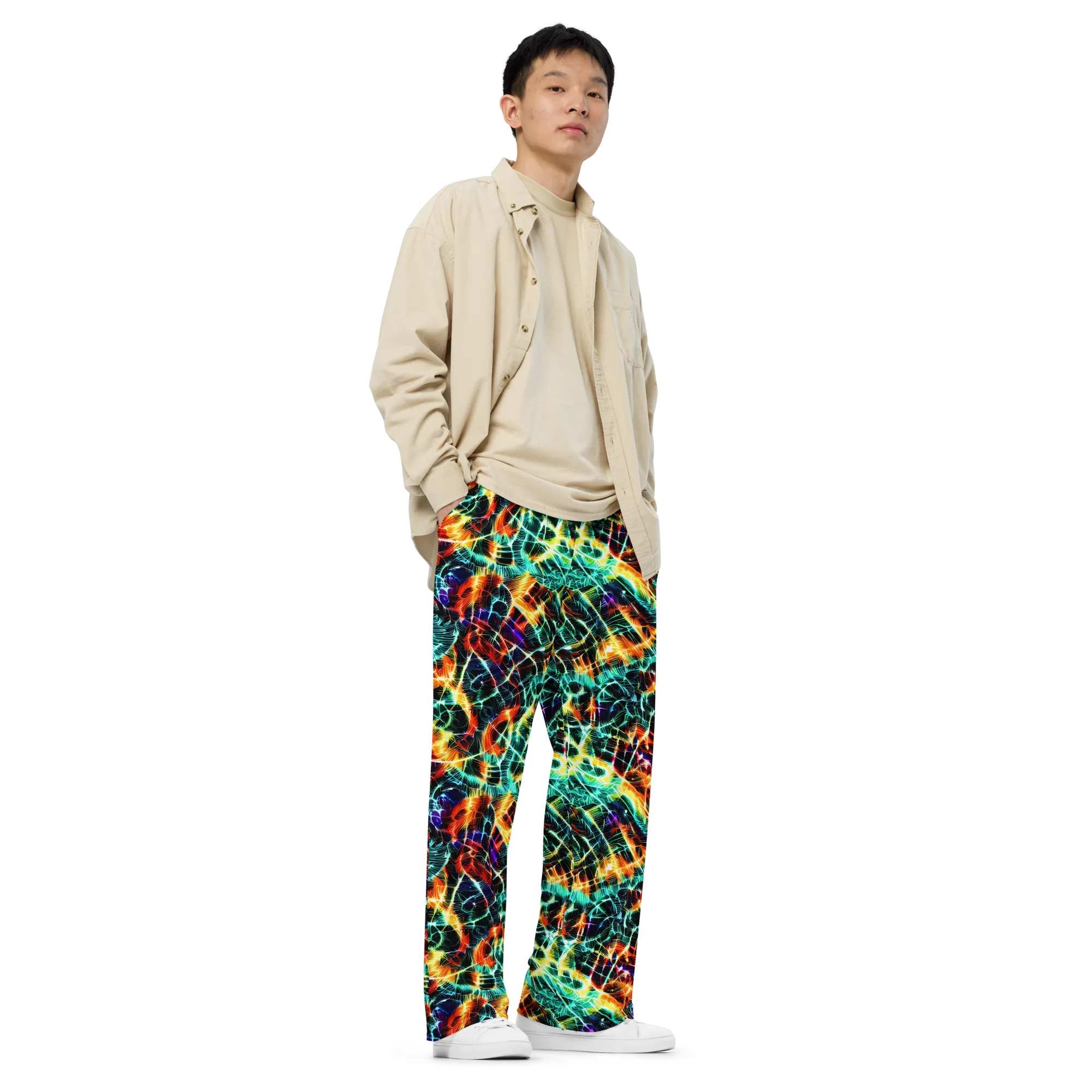 Afterdark Feathers on Wide-Leg Pants — Right Front