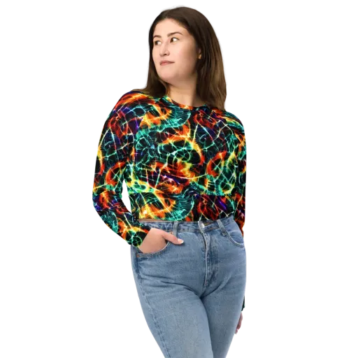 Afterdark Feathers on a Long Sleeve Crop Top