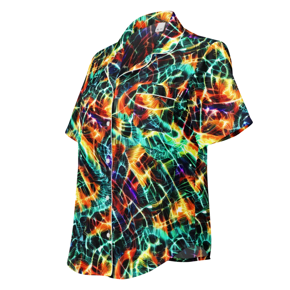 Afterdark Feathers on Women's Short Sleeve Pajama Top — Left Front