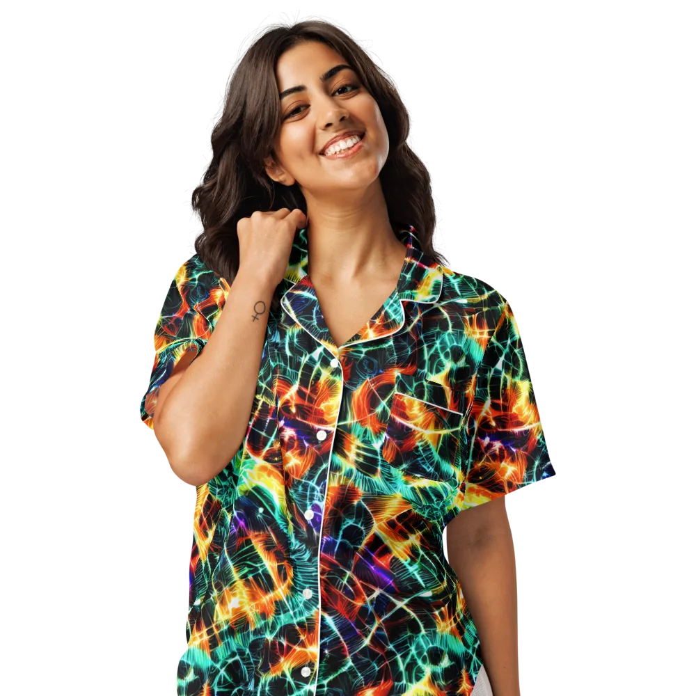 Afterdark Feathers on Women's Short Sleeve Pajama Top — Front