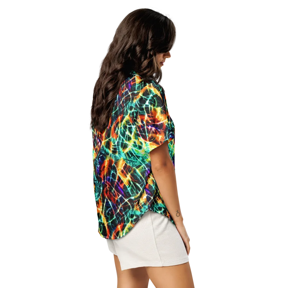 Afterdark Feathers on Women's Short Sleeve Pajama Top — Right Back