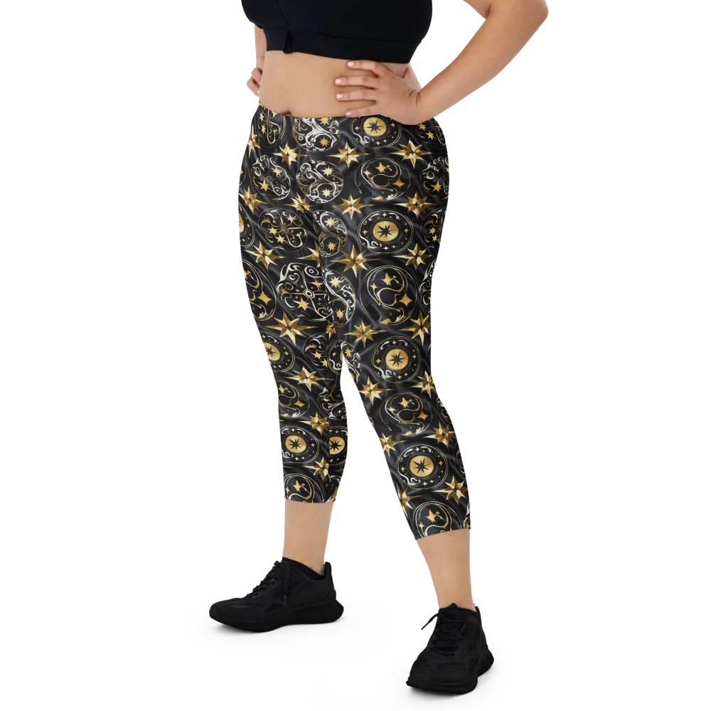 Midnight Compass on Capri Leggings — Front