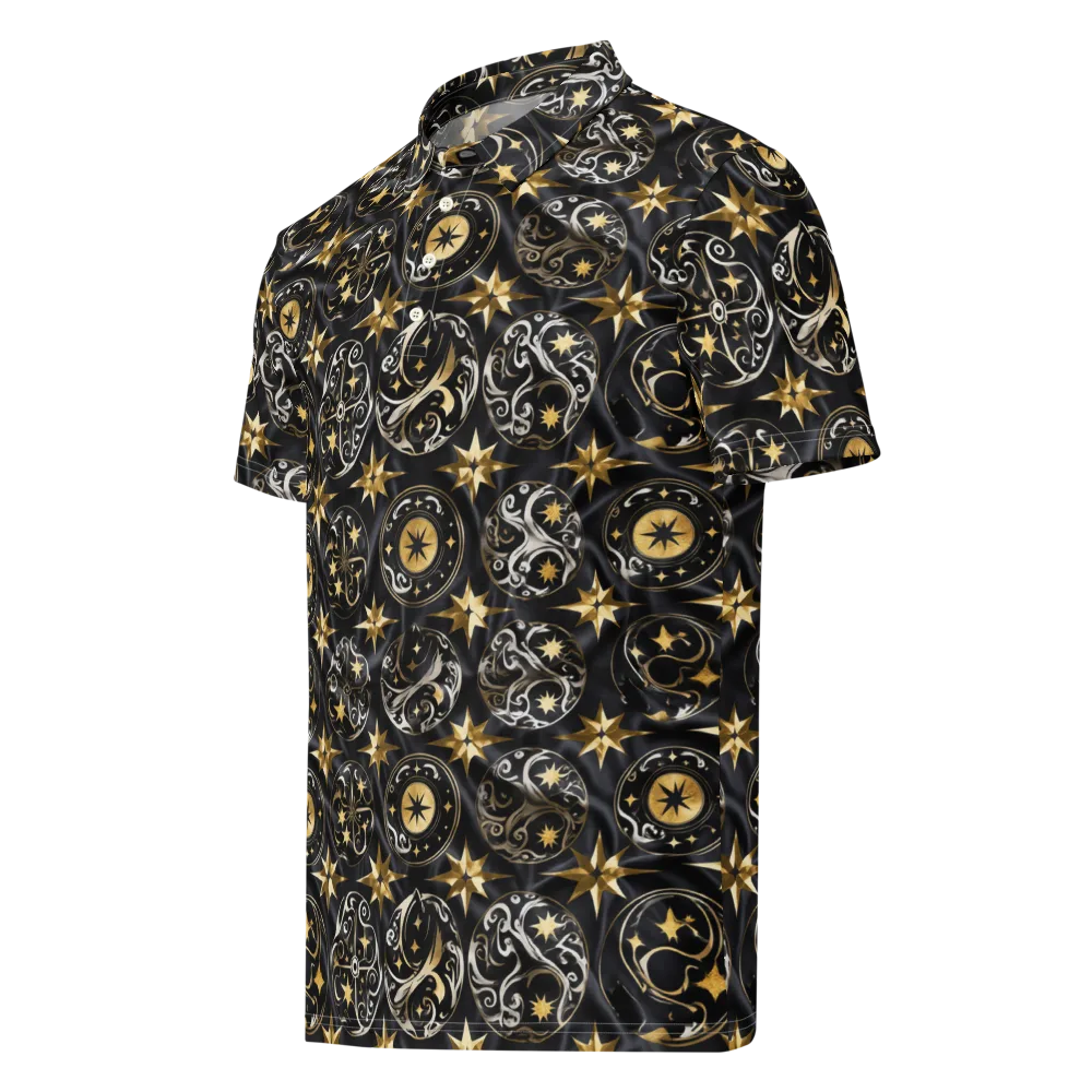 Midnight Compass on Men's Slim Fit Polo Shirt — Left Front