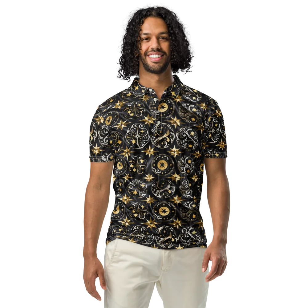 Midnight Compass on Men's Slim Fit Polo Shirt — Front