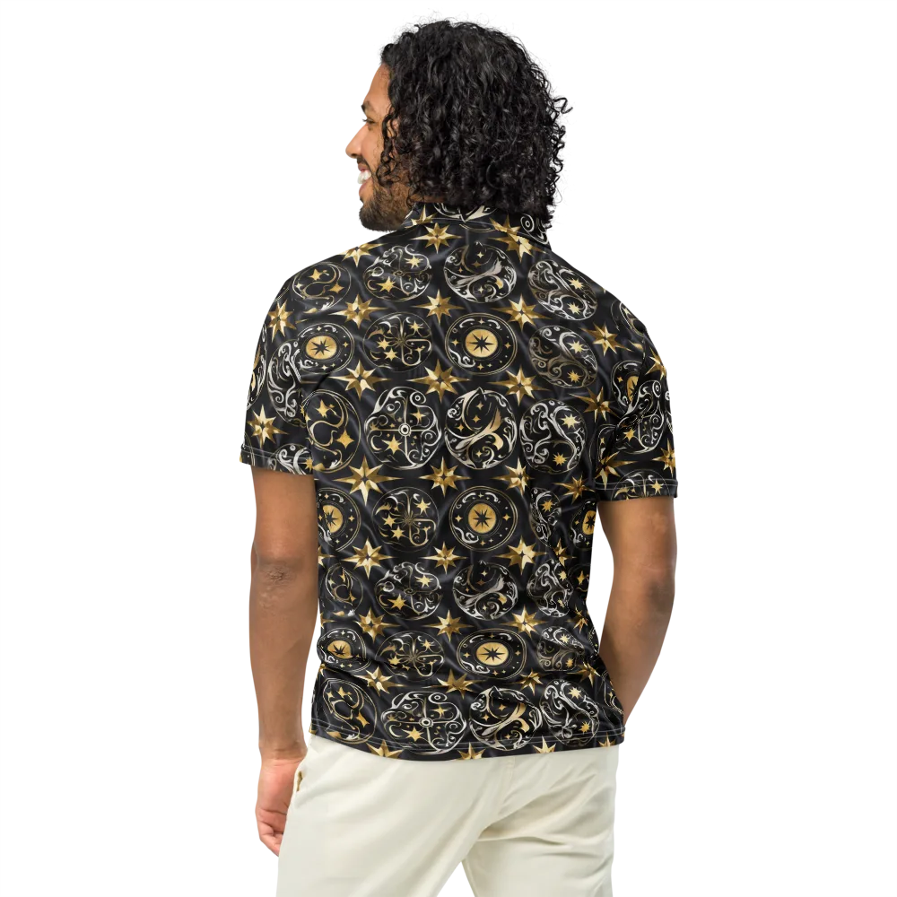 Midnight Compass on Men's Slim Fit Polo Shirt — Back