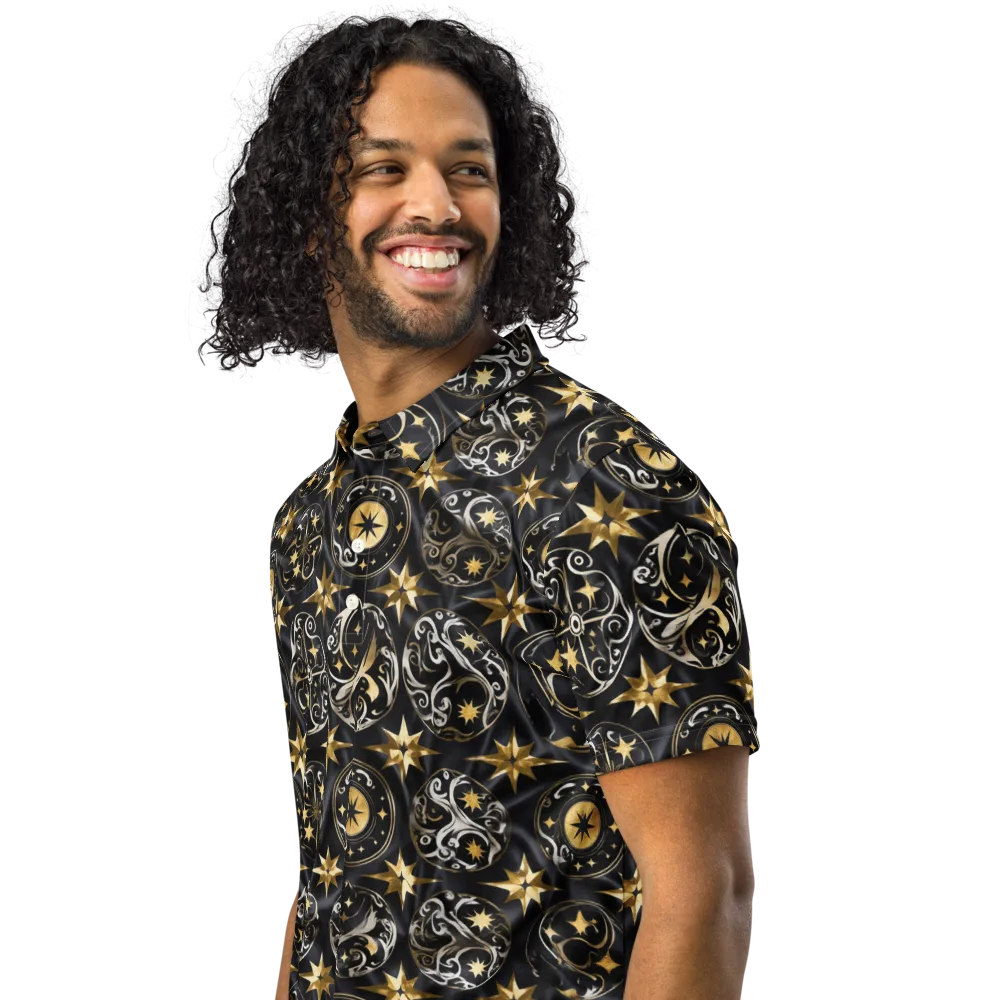 Midnight Compass on Men's Slim Fit Polo Shirt — Left Front
